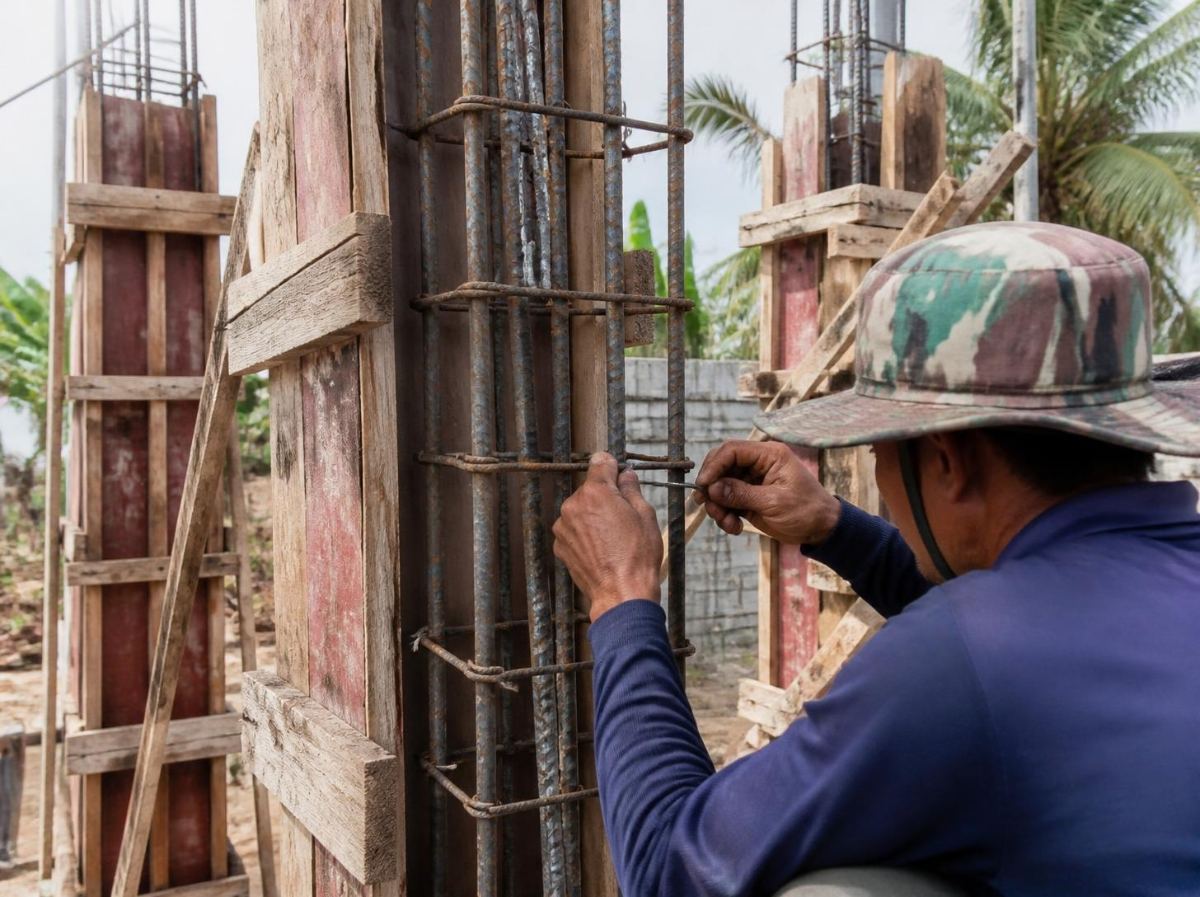 Armado de columnas con acero de refuerzo