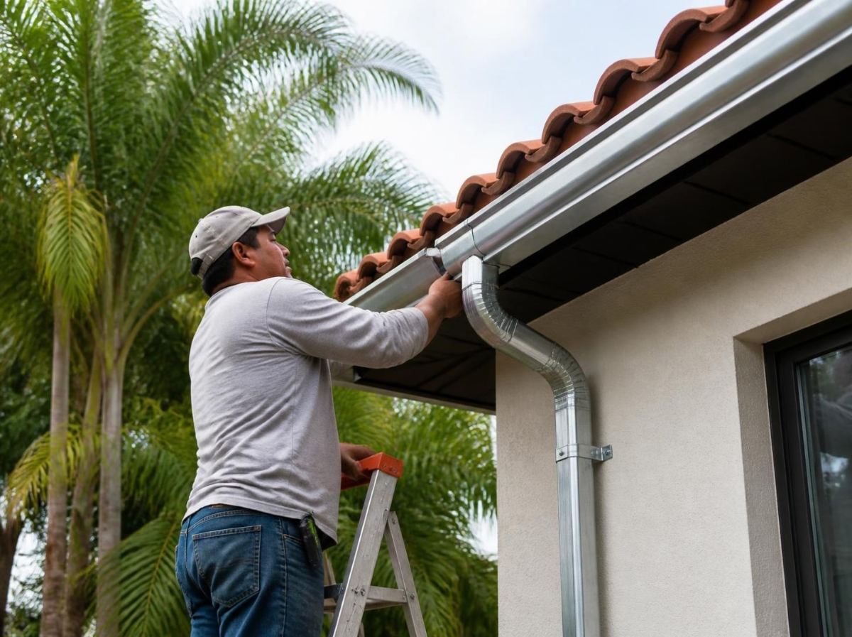 Instalación de canal y bajante metálico