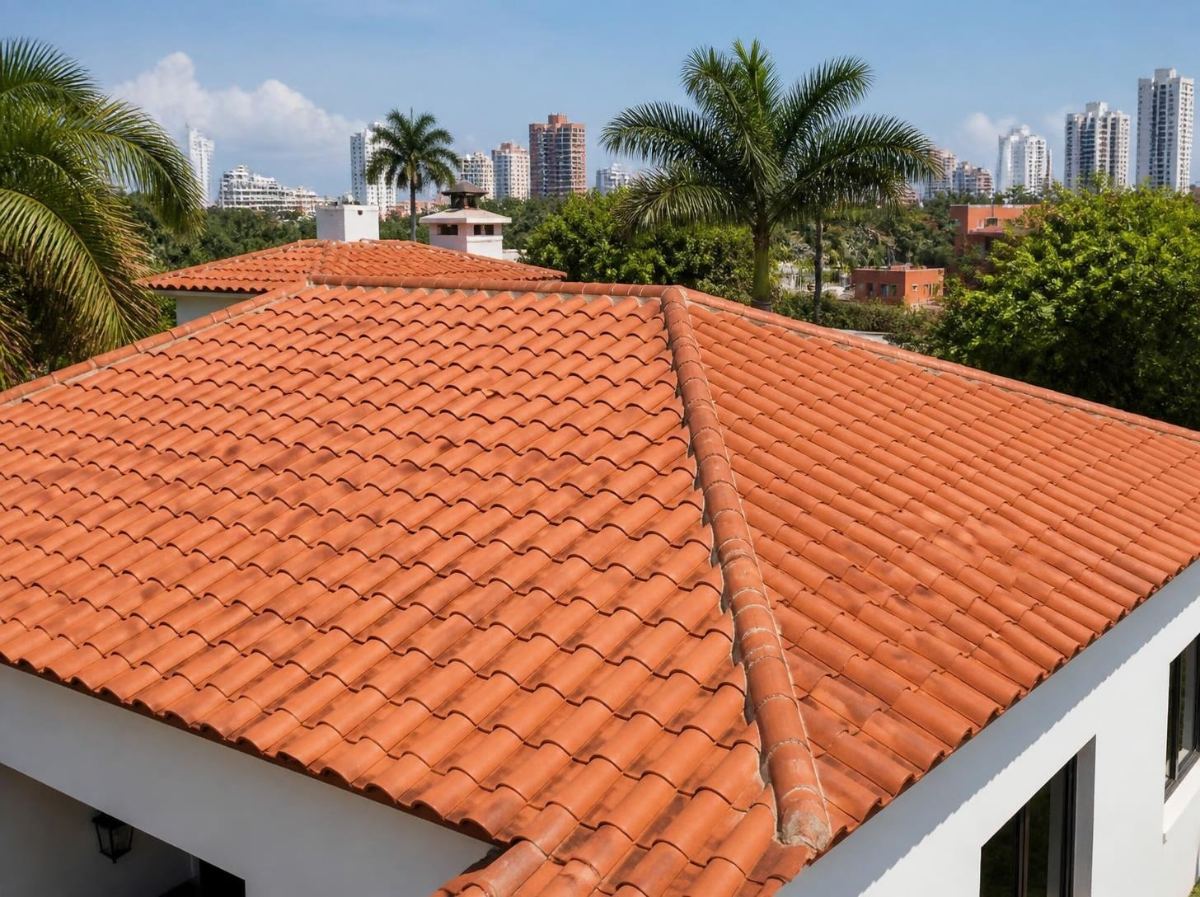 Tejado de barro reparado